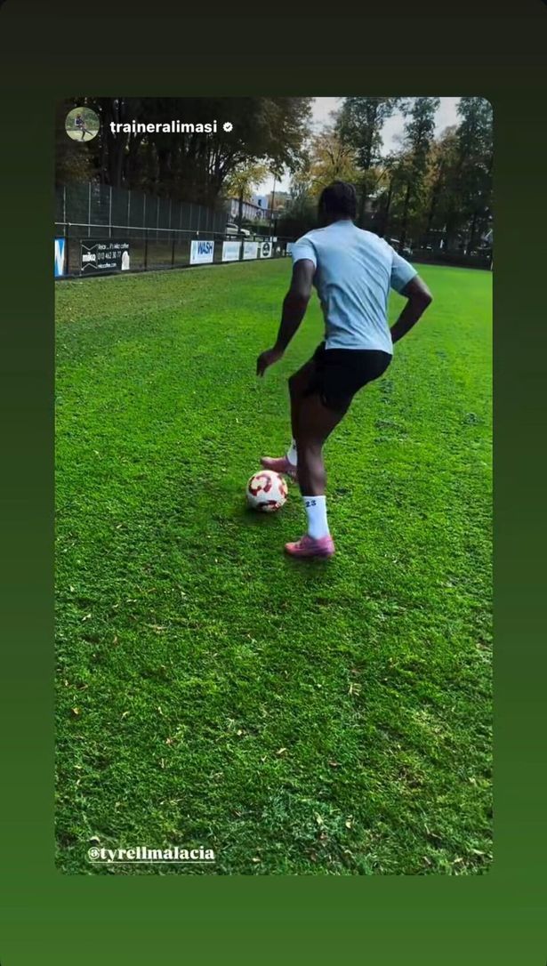 Manchester United defender Tyrell Malacia has shared videos of himself putting in the extra work on the training pitch.