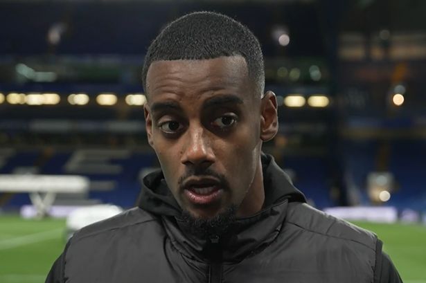 Alexander Isak is interviewed by LFC TV after Liverpool's 2-1 defeat to Chelsea