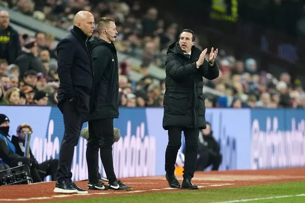 Aston Villa manager Unai Emery (right)