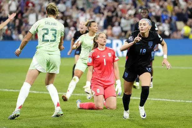 Chloe Kelly (right) during the 2025 Euros