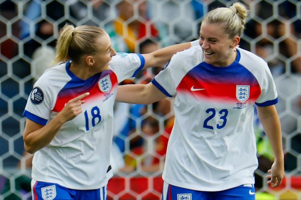 Chloe Kelly and Alessia Russo during the Euros 2025 final