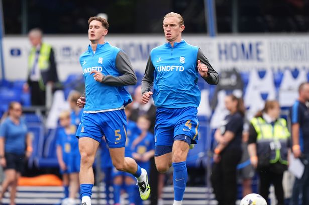 Birmingham City's Phil Neumann and Christoph Klarer during a warm up