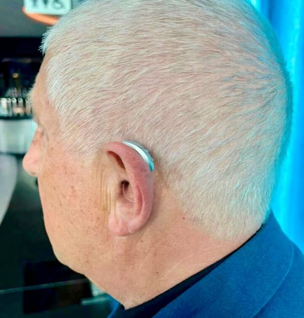 Pete with his hearing aids from Starkey