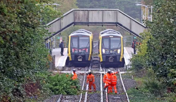 Storm Amy with trees down at Freshfield/Formby cancelling the trains