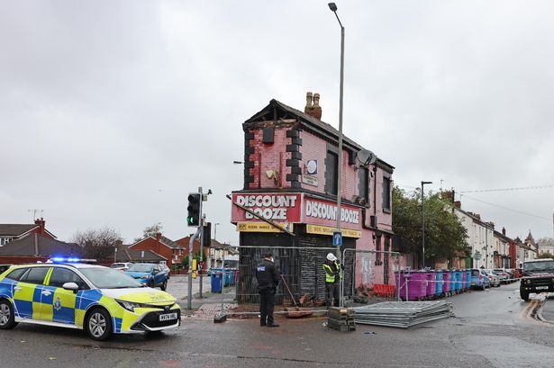 Storm Amy damage after part of the roof fell on Walton Breck Road junction with Blessington Road in Anfield