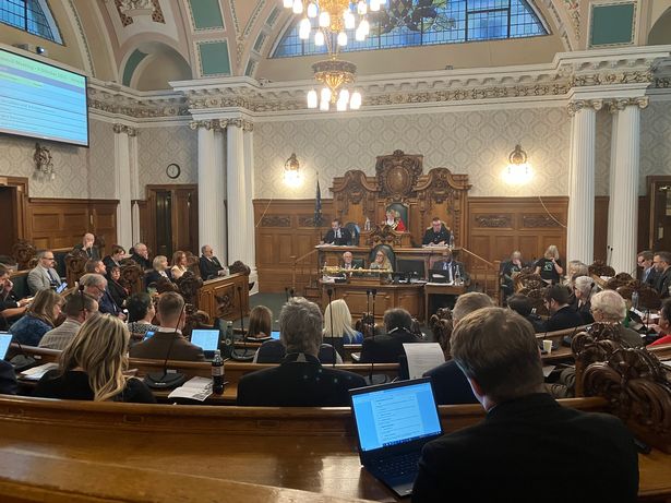 A full council meeting in Stockport town hall on Thursday, October 9.