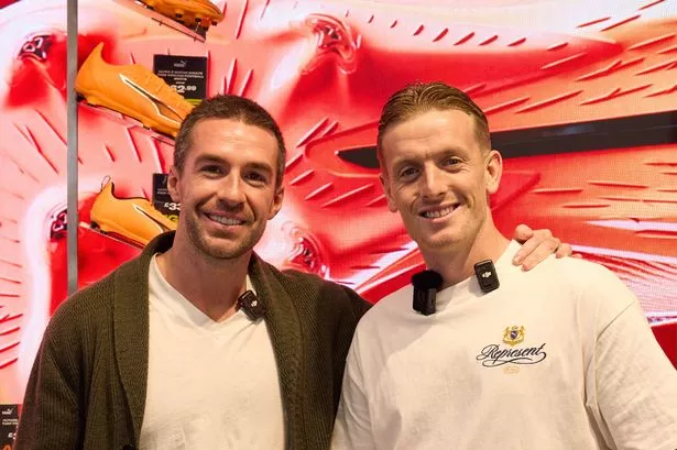 Michael Murray with Jordan Pickford in Liverpool