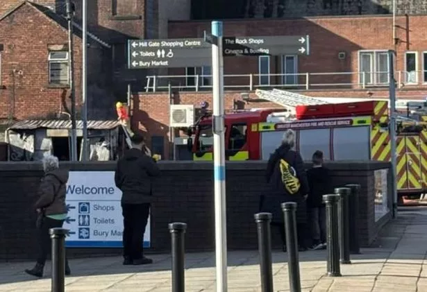 Greater Manchester Fire and Rescue Service respond to reports of a fire at The Rock in Bury
