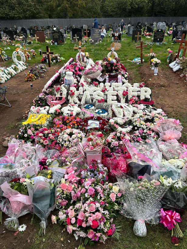 The incredible floral display at Kasey's grave at Oscott Cemetery 
