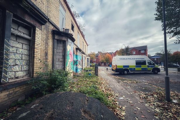 A mobile police station in place at the corner of Kingsley Road in Toxteth where a recent shooting has increased fears around gang violence