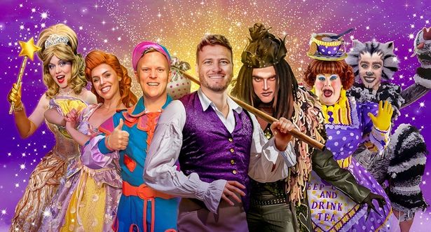 The cast of Dick Whittington at the St Helens Theatre Royal including Emmerdale’s Matthew Wolfenden as Dick Whittington, alongside St Helens favourites Lewis Devine as Idle Jack and Timothy Lucas as the villainous King Rat