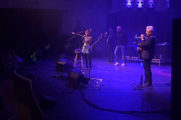 Emma Bridget joined the band on stage to thank the first aid heroes who saved Lionel Duke's life