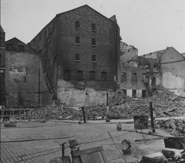 View of Cleveland Square showing Pitt Street on right. Site of Liverpool's original Chinatown. September 21, 1941.
