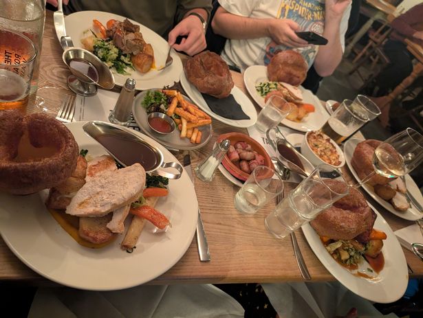 A table full of roast dinner