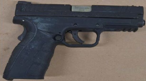 A self-loading pistol recovered from a flat on Condron Road North in Litherland