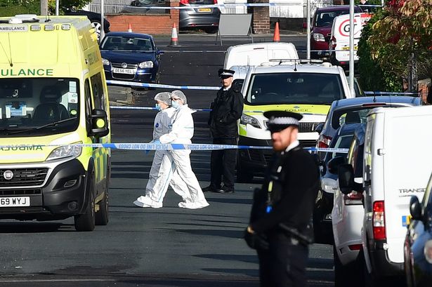 Police scene on Meadowbrook Road, Moreton, Wirral where a woman was found shot dead