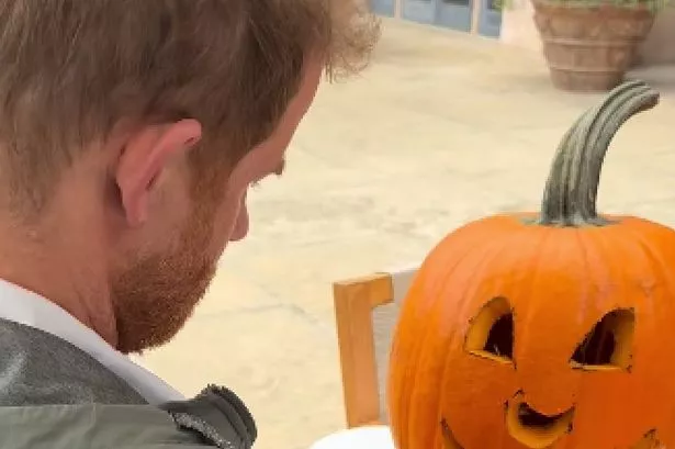 Prince Harry carved his pumpkin