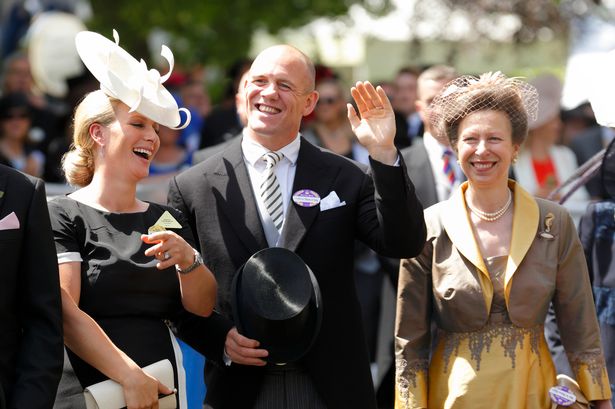 ASCOT, UNITED KINGDOM - JUNE 17: (EMBARGOED FOR PUBLICATION IN UK NEWSPAPERS UNTIL 48 HOURS AFTER CREATE DATE AND TIME) Zara Phillips, Mike Tindall and Princess Anne, The Princess Royal wave to Queen Elizabeth II and other members of The Royal Family in the carriage procession as they attend Day 1 of Royal Ascot at Ascot Racecourse on June 17, 2014 in Ascot, England. (Photo by Max Mumby/Indigo/Getty Images)