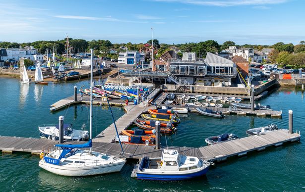Lymington, UK - September 8, 2019: Boats moored at the Royal Lymington Yacht Club in Hampshire.