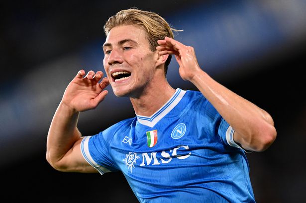 Rasmus Hojlund celebrates a goal