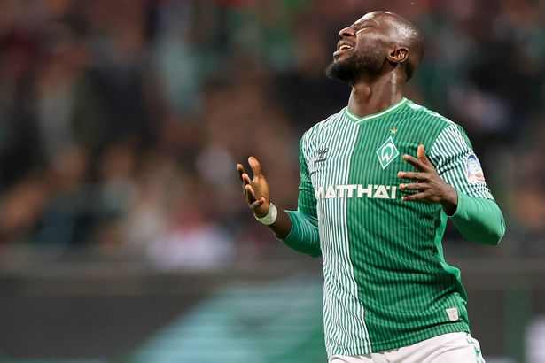 Naby Keita of SV Werder Bremen looks dejected during the Bundesliga match between SV Werder Bremen and 1. FC Köln at Wohninvest Weserstadion on September 23, 2023