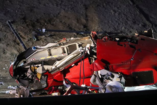 A close up of the damaged helicopter