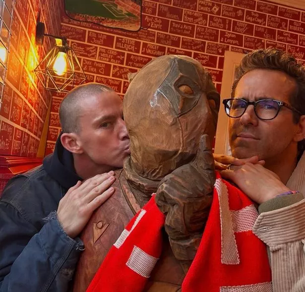 Channing Tatum pictured with Ryan Reynolds during his visit to Wrexham