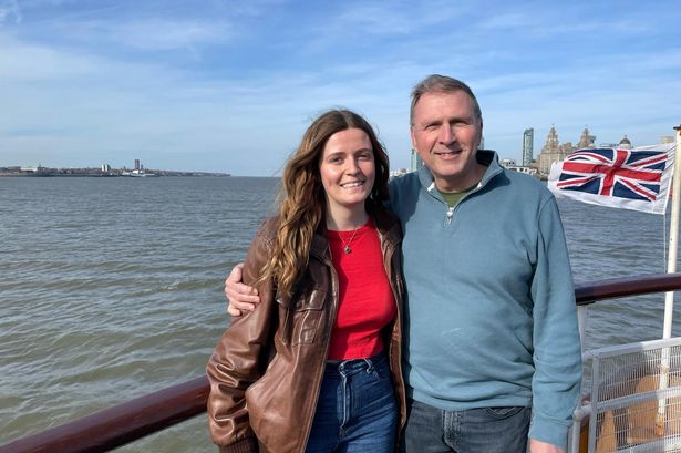 Sophie with her dad Tim in Liverpool