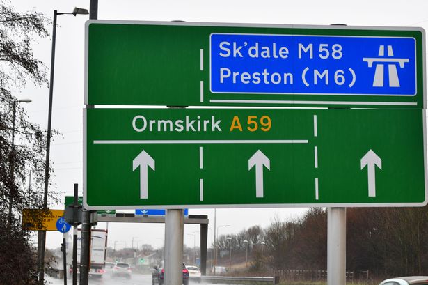 The A59 approach at Switch Island