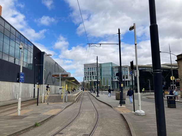 Tram stop in Rochdale town centre