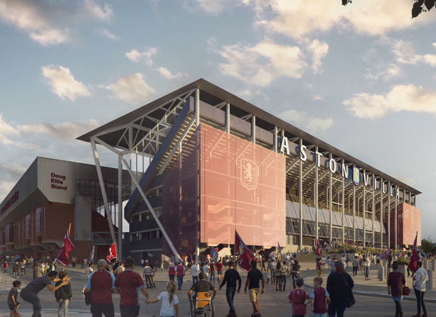 A visualisation of what the redevelopment of Villa Park's North Stand could look like in Birmingham