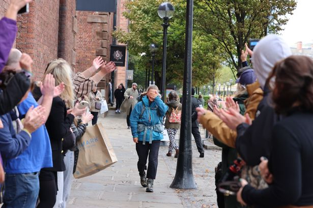 Crowds of people gathered at the Albert Dock today