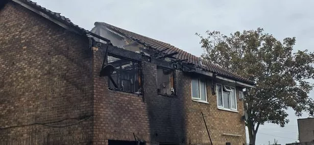 The house was completely burnt out by the fire