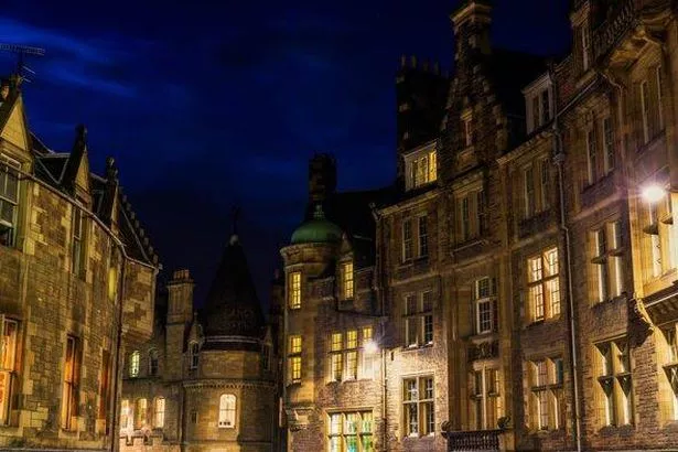 buildings in the old town of Edinburgh, Scotland, at night