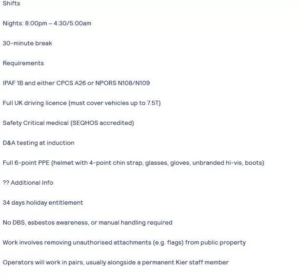 The wording of one of the job ads posted for the temporary role