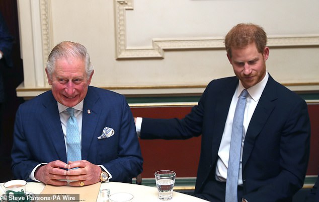Harry is flying in from the US for tomorrow night's WellChild Awards and will stay in the UK for a week. Pictured: King Charles III and Prince Harry in 2018