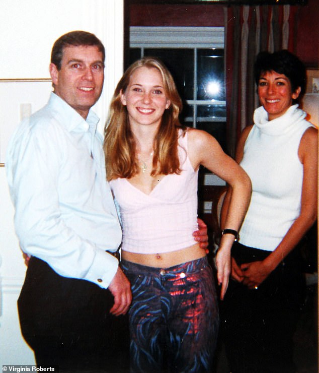 Virginia Giuffre photographed with Prince Andrew and Ghislaine Maxwell in London in 2001