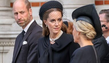Prince William with the Princess of Wales and the Duchess of Edinburgh at the Duchess of Kent's funeral at Westminster Cathedral