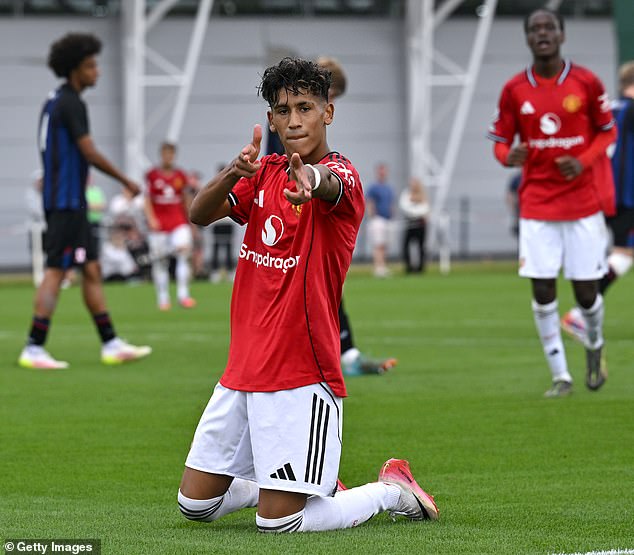 JJ Gabriel, 14, is playing against, and dominating, kids four years older than him as he shines for Darren Fletcher's Manchester United Under 18s