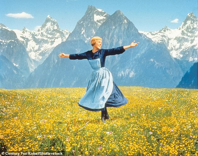 Julie Andrews in her most iconic role as Maria von Trapp in 1965 film The Sound of Music