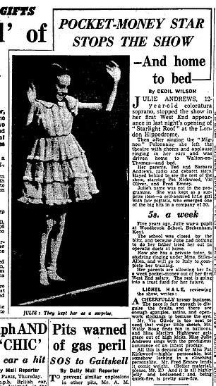 The Daily Mail's report of Julie Andrews' West End debut in 1947