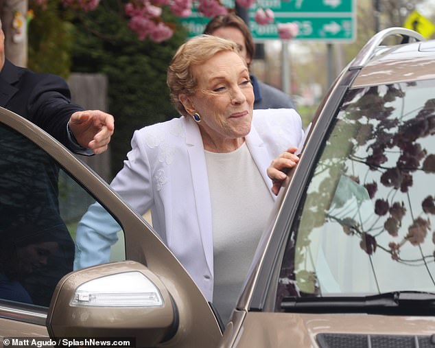 Dame Julie Andrews, who turned 90 today, has made only fleeting public appearances in recent years. Above: During a shopping trip near her home in The Hamptons last April