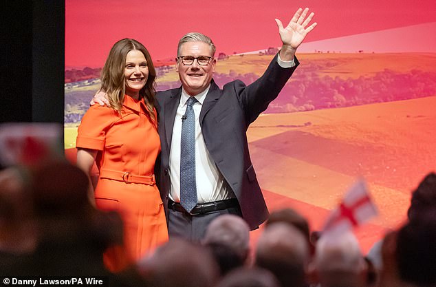 Prime Minister Sir Keir Starmer is joined by his wife Lady Victoria in Liverpool yesterday