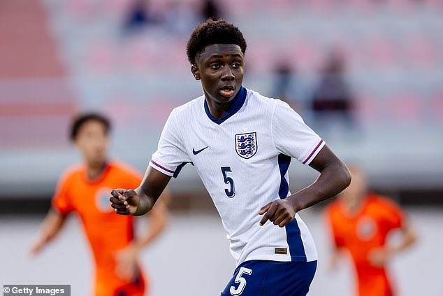 Jayden Ngwashi, seen here playing for England Under 17s, is a classy central defender who has shone for United's age groups