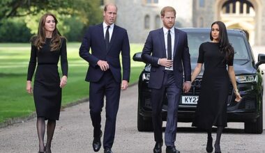 Just one day after the late Queen's tragic passing, the then Duke and Duchess of Cambridge wandered alongside the Sussexes to inspect the sea of floral tributes laid outside of the Berkshire estate. It was the first time the 'Fab Four' had been seen together in two years