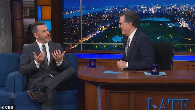 Colbert appeared to initiate the discourse about Trump as he probed Kimmel about his show's four-episode cancellation