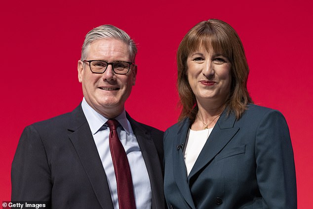 Sir Keir Starmer, leader of the Labour Party with Rachel Reeves Labour MP for Leeds West and Pudsey, Chancellor of the exchequer before her keynote speech to Labour conference