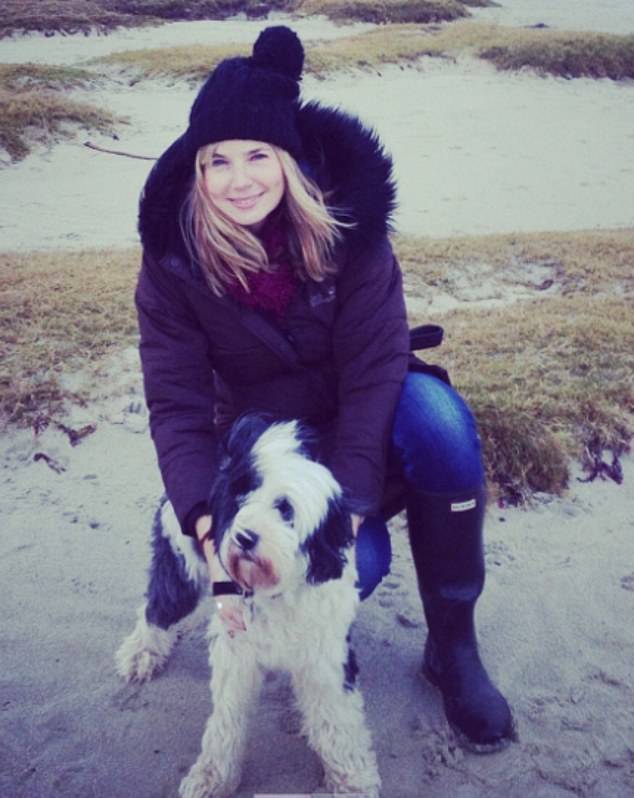 Pip Tomson always felt awkward admitting her Tibetan Terrier Billy (pictured together)  was a vegan but she said it helped save his life after his interest in regular meaty kibble declined