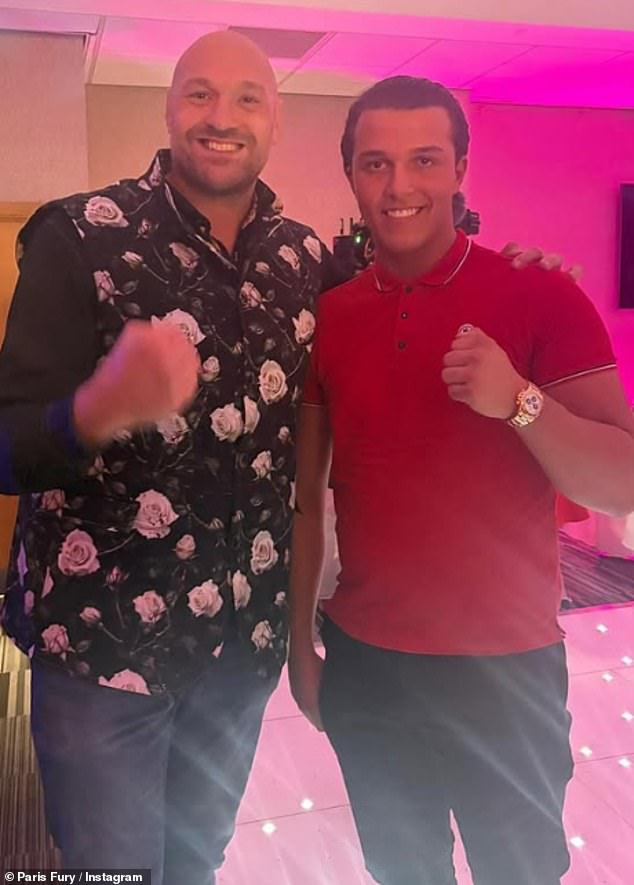 Noah Price poses with his famous soon to be father-in-law Tyson Fury who he idolises