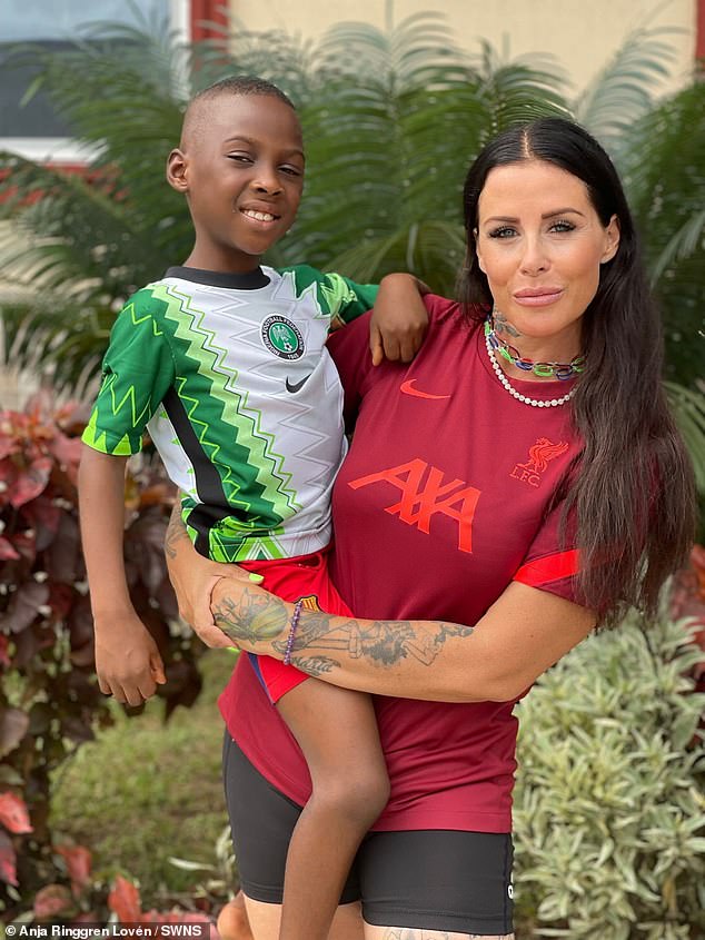 Today, Hope continues to defy the odds and has now left primary school (Pictured with his rescuer Anja Rinngren Loven)
